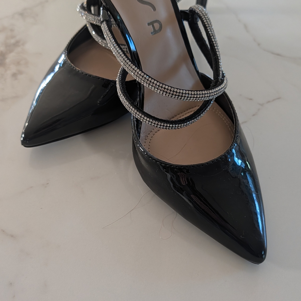 Unisa Black Heels with Rhinestone Straps
